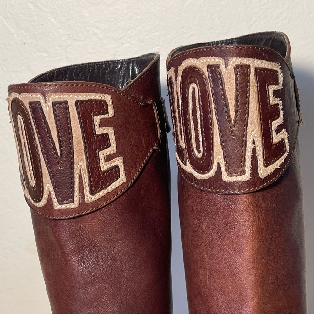Love Moschino Love brown leather high boots - Picture 10 of 15